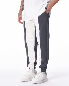 Men's Gray-White Color With Elastic Cuffs Oversize Jogger
