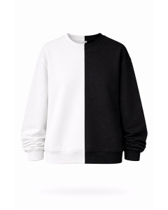 Kadın Siyah-Beyaz Regular Fit %100 Pamuk Sweatshirt 320–500 GSM | WoxWear