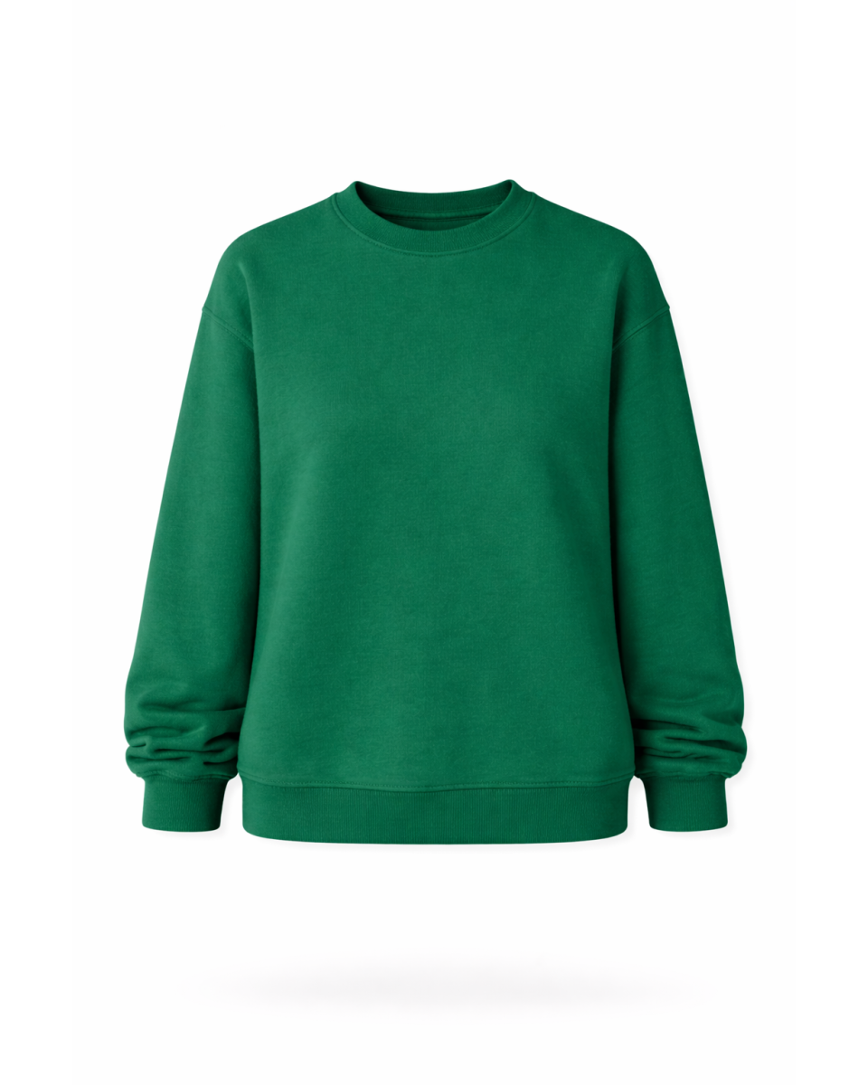 Women's Regular Fit 100% Cotton Green Sweatshirt 320–500 GSM | WoxWear 2
