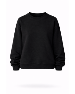 Kadın Siyah %100 Pamuk Regular Fit Sweatshirt 320–500 GSM | WoxWear