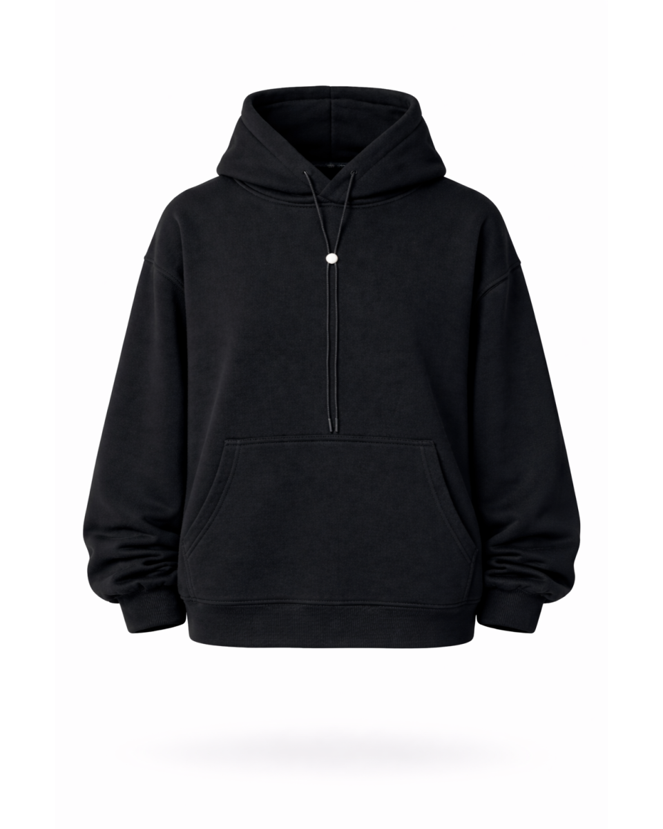 Felpa con Cappuccio Donna Nera Regular Fit 100% Cotone 320–500 GSM | WoxWear