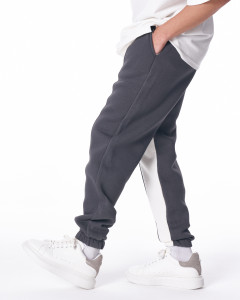 Men's Gray-White Color With Elastic Cuffs Oversize Jogger