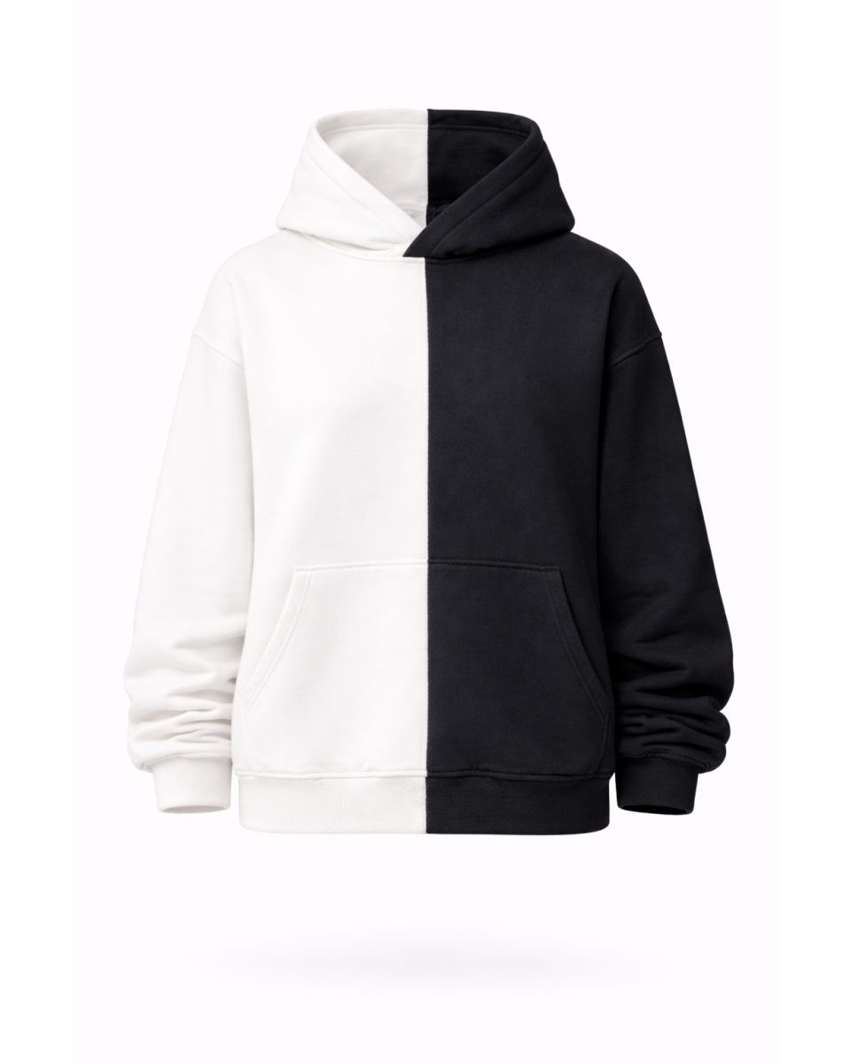 Sudadera con Capucha Negro-Blanco Regular Fit Mujer 100% Algodón 320–500 GSM | WoxWear