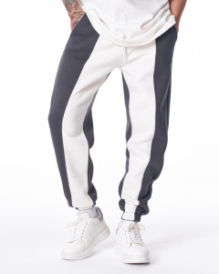 Men's Gray-White Color With Elastic Cuffs Oversize Jogger
