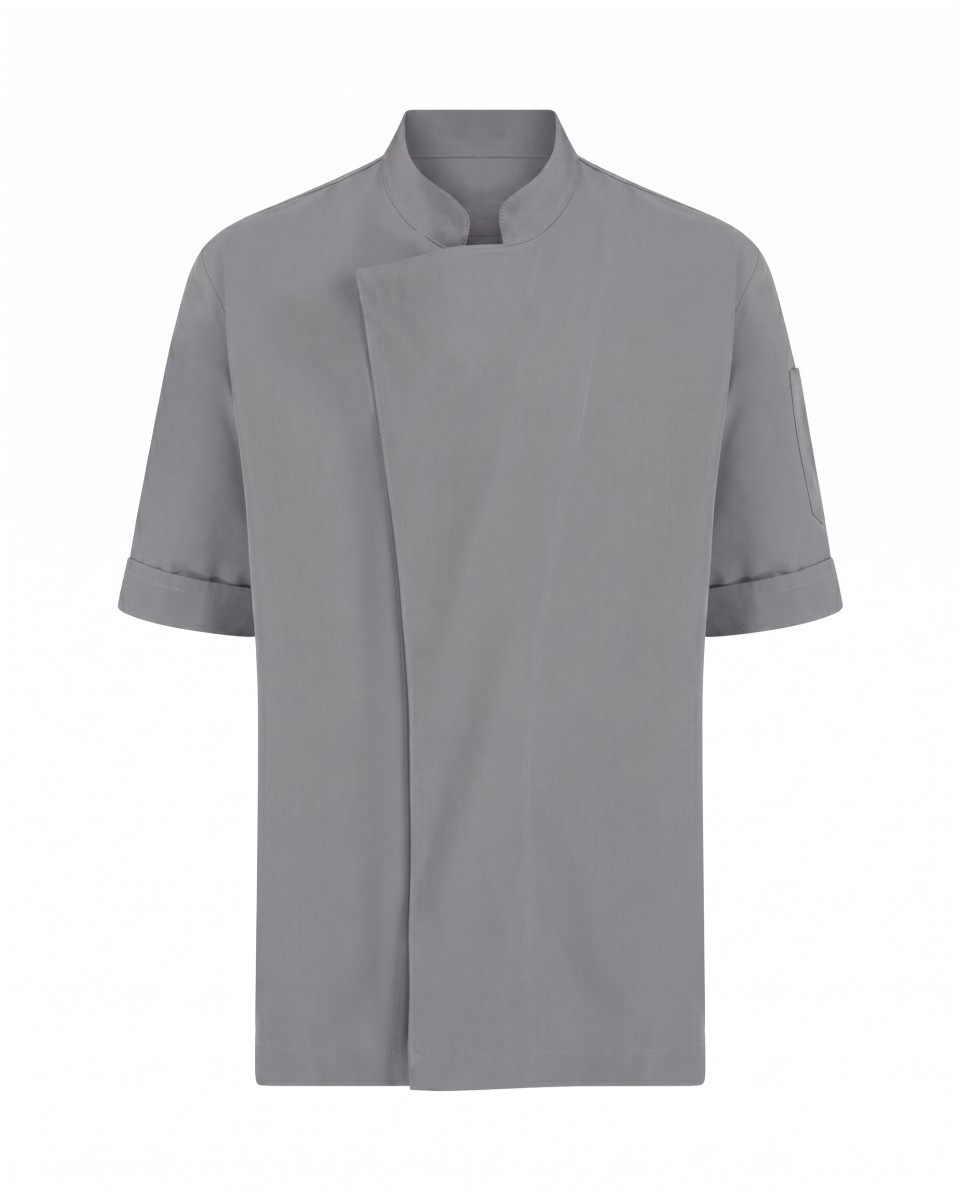 Camisa Clásica De Chef Gris De Manga Corta | WoxWear