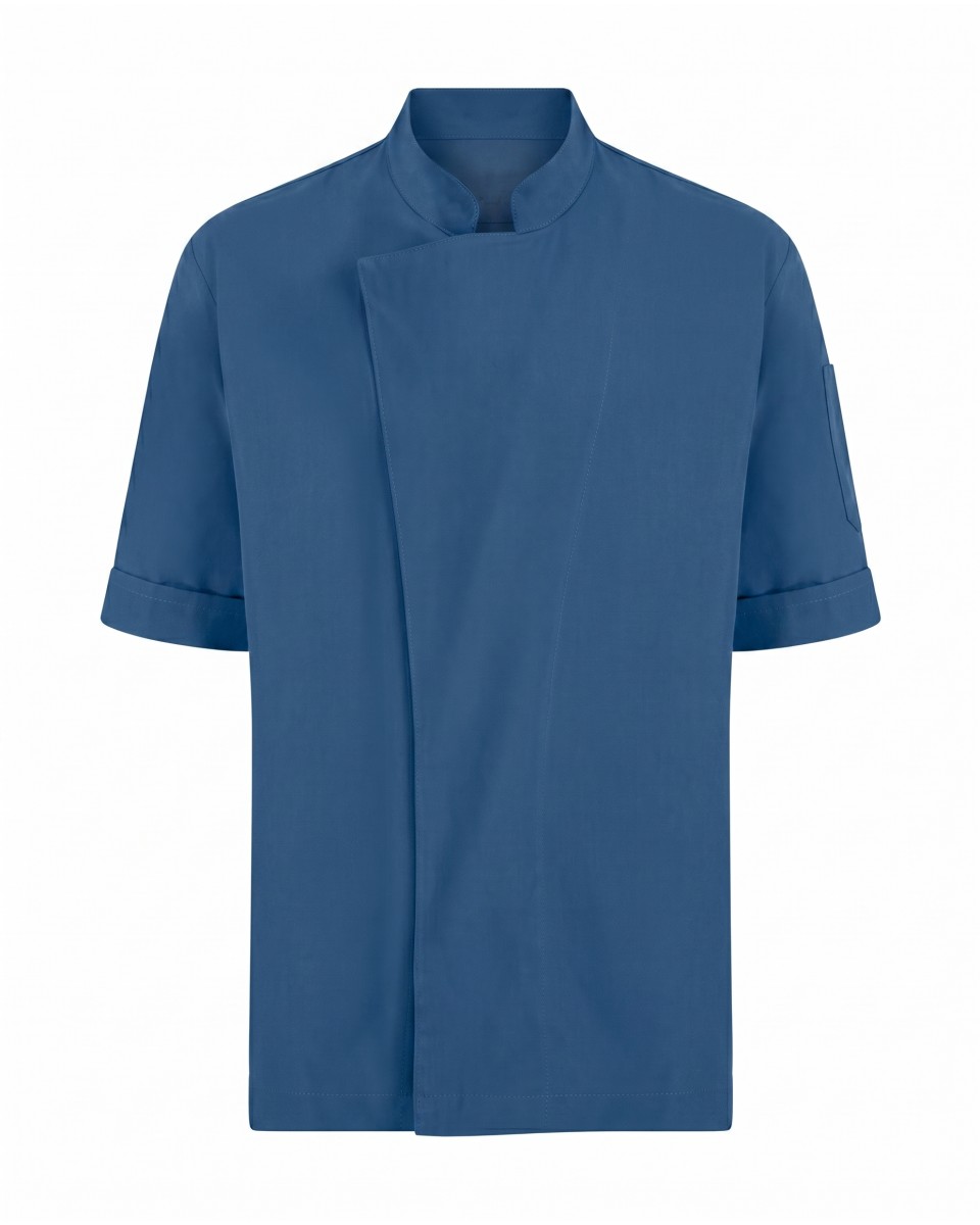 Camisa Clásica De Chef Azul De Manga Corta | WoxWear