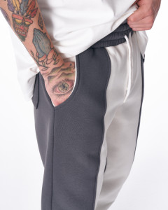 Men's Gray-White Color With Elastic Cuffs Oversize Jogger