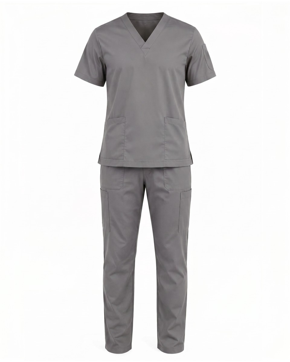 Gray Short Sleeve Men’s Nurse Scrub Set | WoxWear
