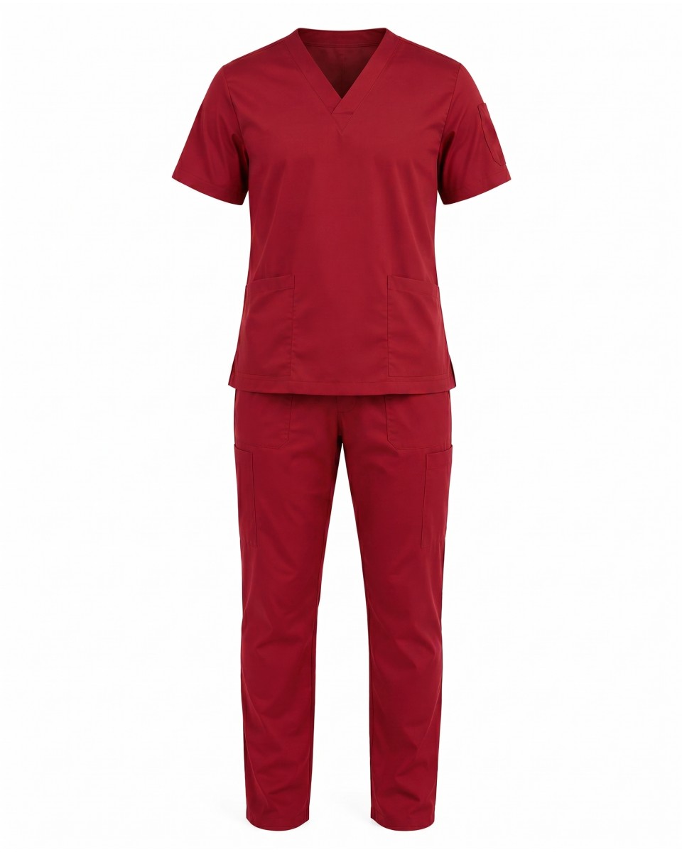 Red Short Sleeve Men’s Nurse Scrub Set | WoxWear