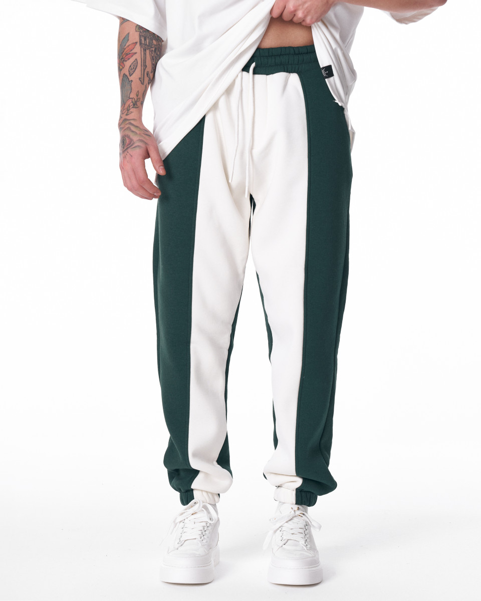 Men's Khaki-White Color With Elastic Cuffs Oversize Jogger 2