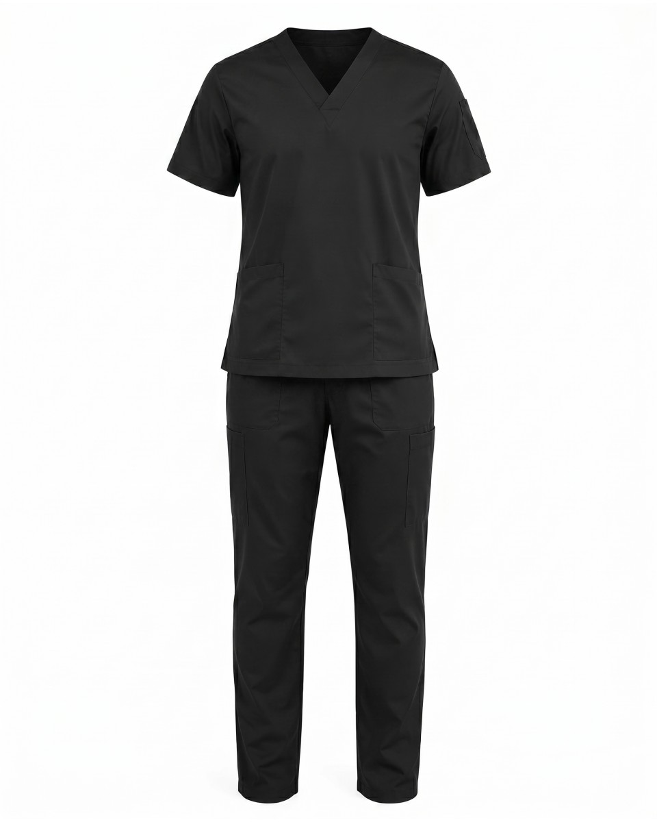 Zwarte Heren Zorgset Met Korte Mouwen | WoxWear