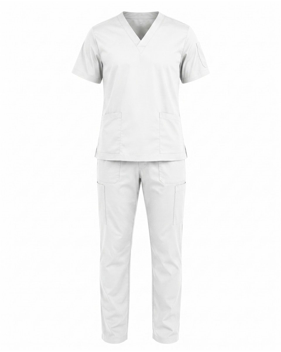 White Short Sleeve Men’s Nurse Scrub Set | WoxWear
