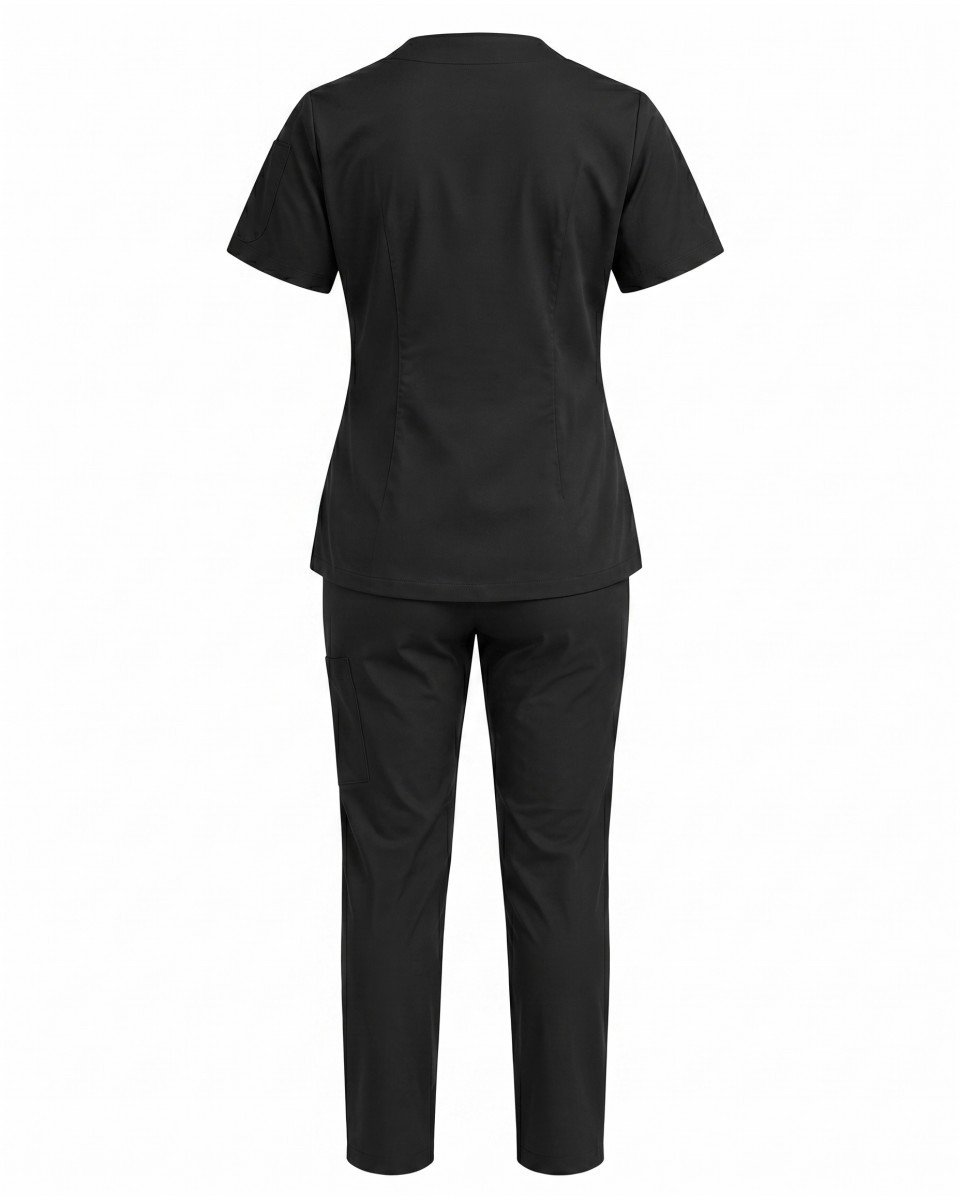 Schwarzes Kurzarm-Damenpflegeset | WoxWear