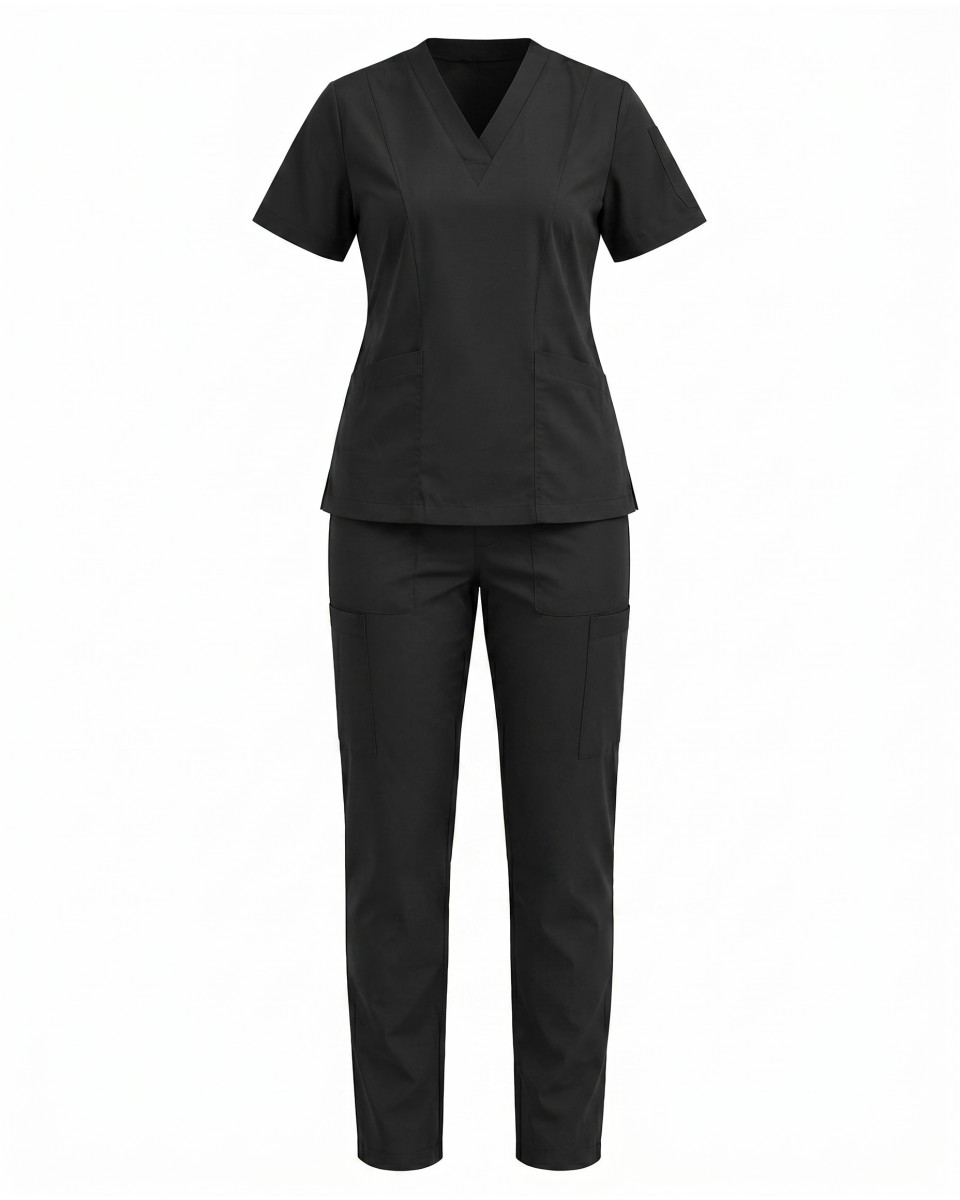 Completo Infermiera Donna Nero A Manica Corta | WoxWear 2