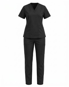 Black Short Sleeve Women’s Nurse Scrub Set | WoxWear