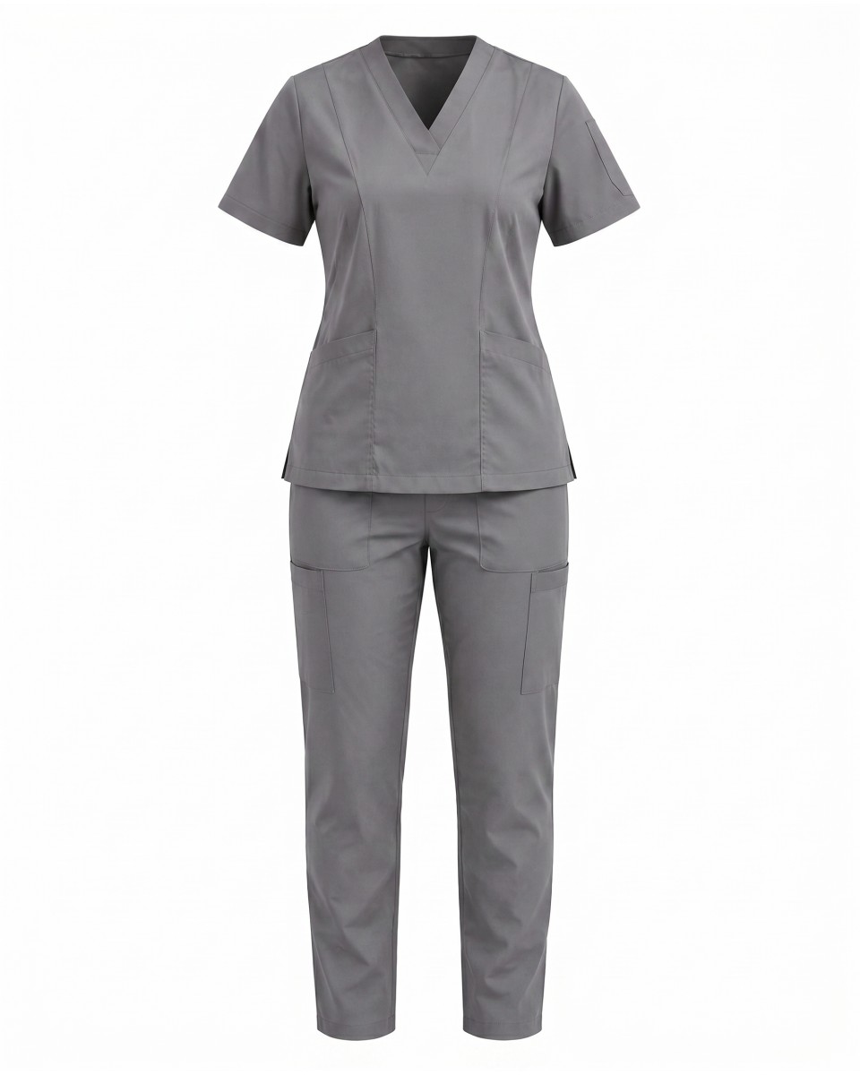 Grijze Dames Zorgset Met Korte Mouwen | WoxWear