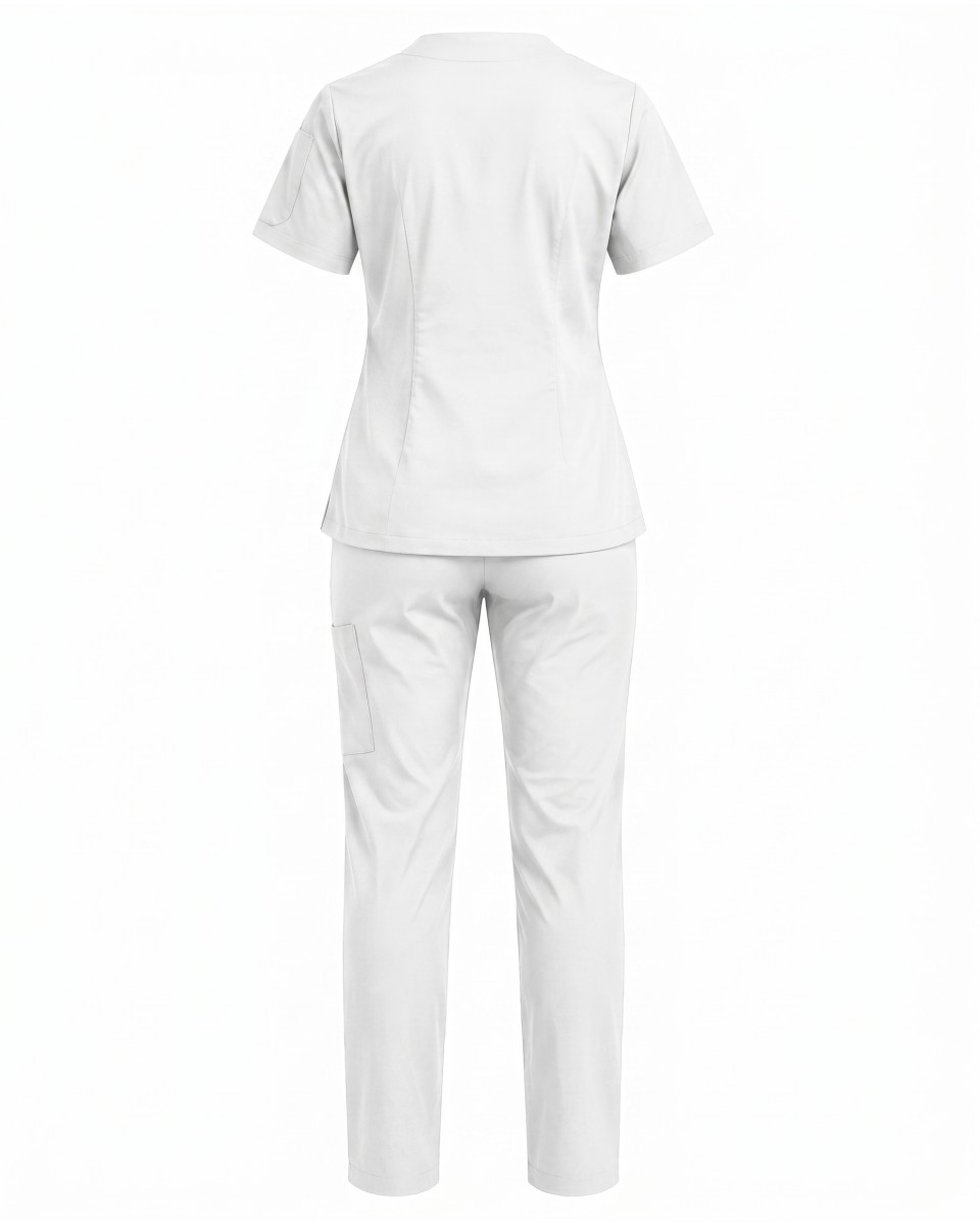 White Short Sleeve Women’s Nurse Scrub Set | WoxWear 2