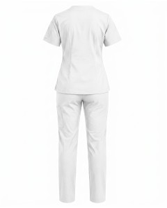 Conjunto De Enfermera Mujer Blanco De Manga Corta | WoxWear