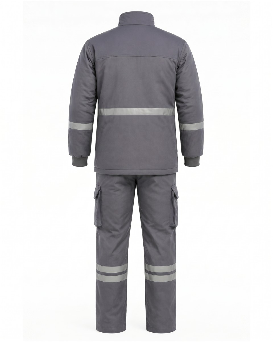 Set Invernale Da Lavoro Uomo Grigio Con Dettagli Riflettenti | WoxWear