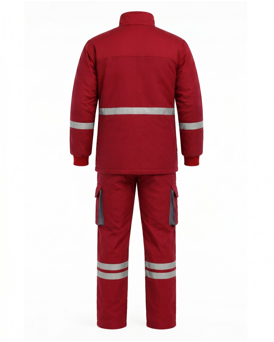 Rode Heren Winter Werkset Met Reflecterende Details | WoxWear 2