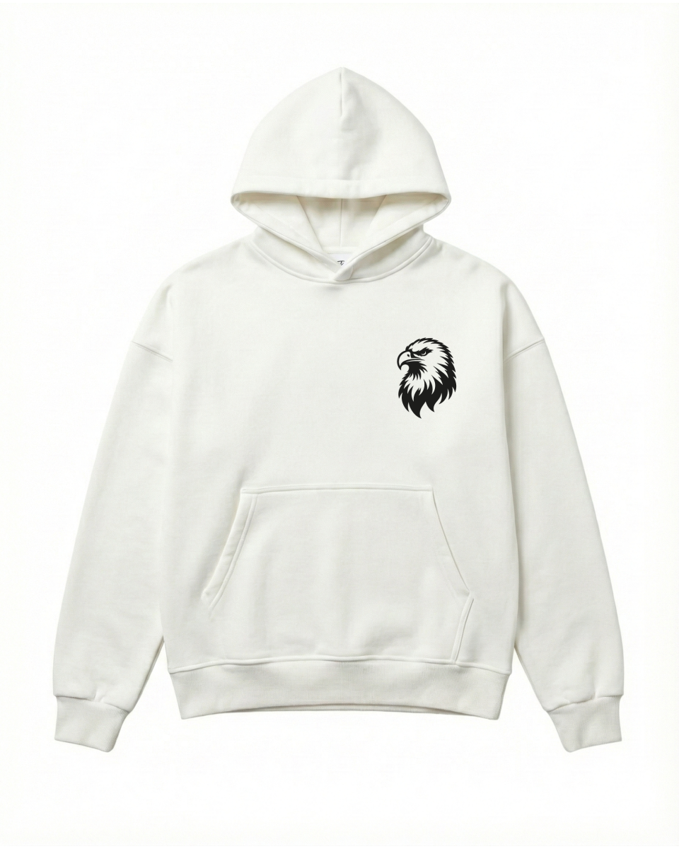 Men's Oversize White Hoodie With Eagle Print 2