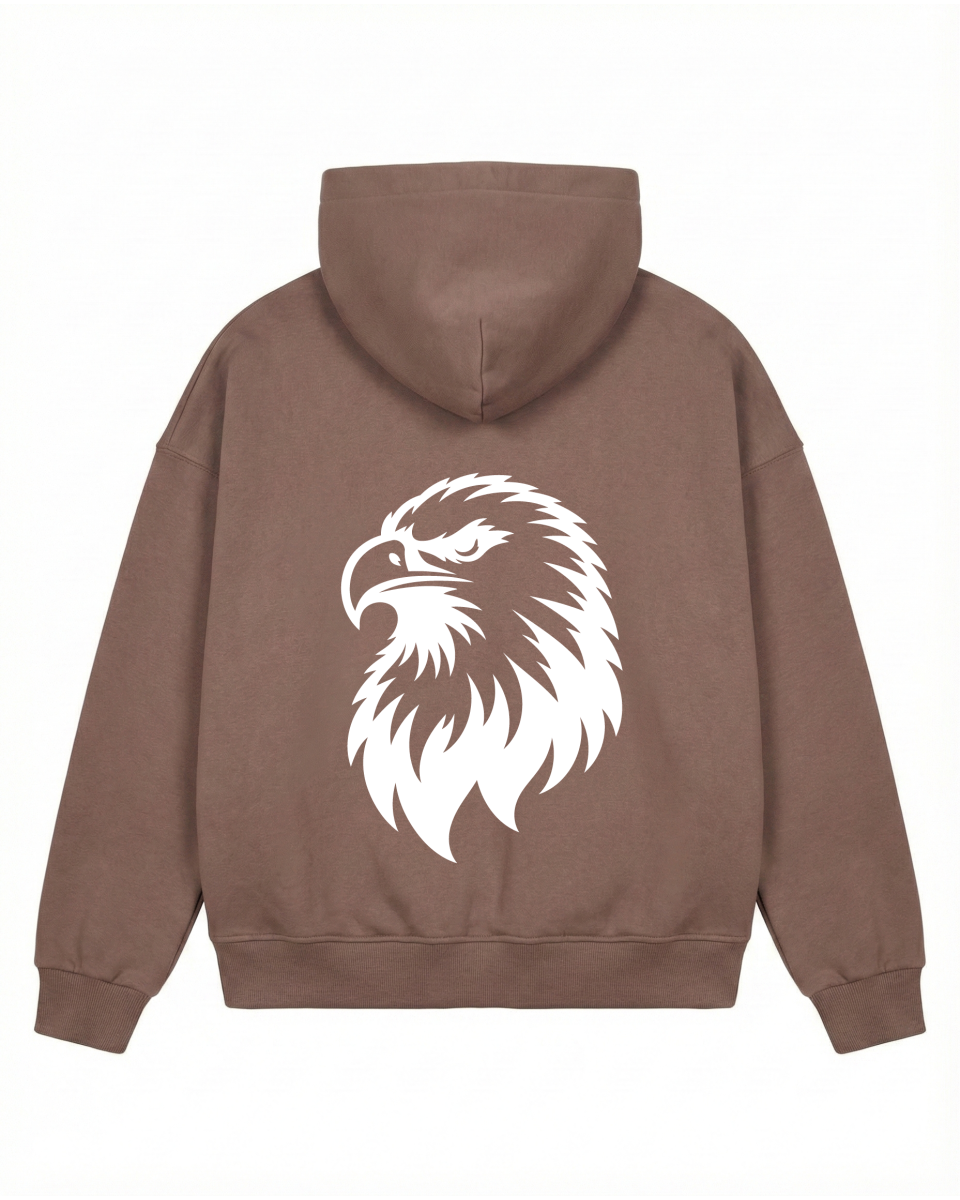 Men's Oversize Brown Hoodie With Eagle Print