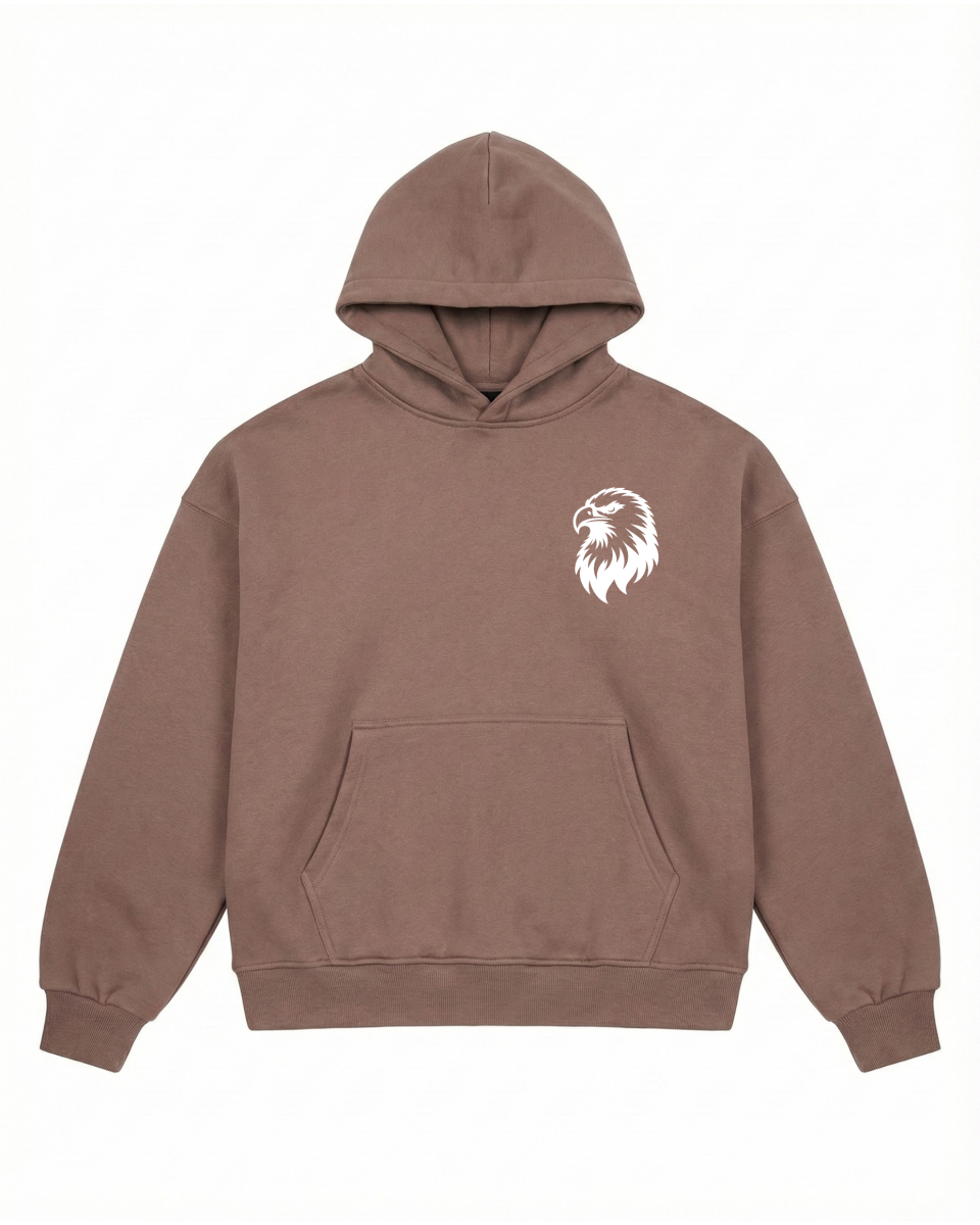 Men's Oversize Brown Hoodie With Eagle Print 2