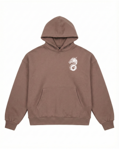 Men's Oversize Brown Hoodie With Dragon Print