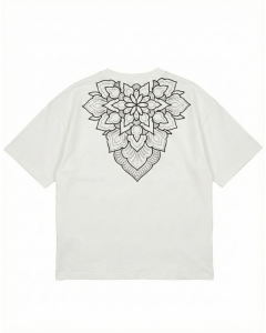 Men's Oversize White T-shirt With Flower Pattern